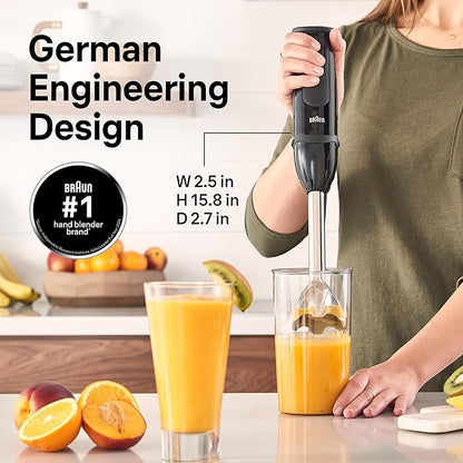 Braun MQ5000 Vario Hand Blender Stick – 21-Speed Handheld Immersion Blender with Turbo Boost, Stainless Steel Blades, SplashControl, EasyClick System, 400W, Hand Blenders for Smoothies