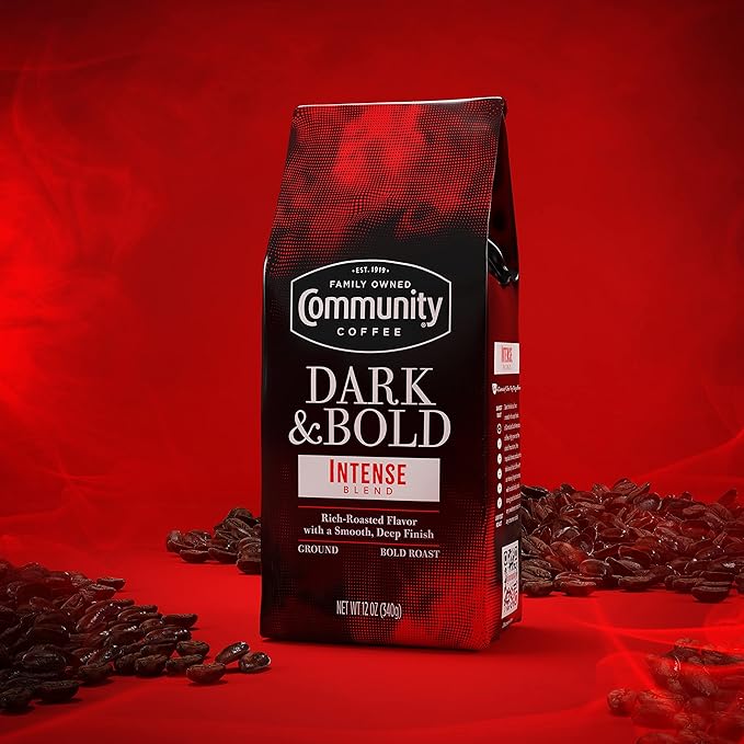 Community Coffee Dark & Bold Intense Blend, Dark Roast Ground Coffee, 12 Ounce Bag (Pack of 1)