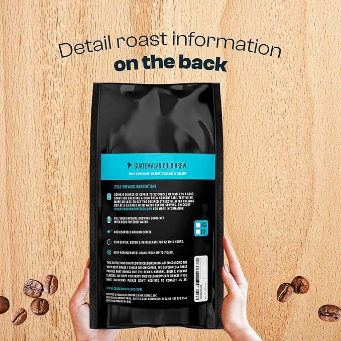 Guatemala Organic Cold Brew Coffee, Single Origin & Gourmet Beans, Tasting Notes of Milk Chocolate, Creamy Caramel & A Hint of Orange, Medium Roast Whole Bean, 5 lb Coffee Bag