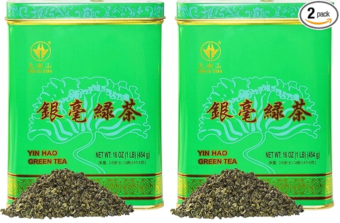 TIAN HU SHAN Premium Green Tea Loose Leaf 16 Ounce (454g) (Pack of 2)