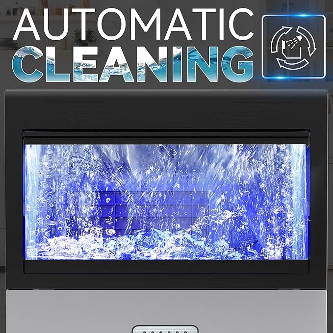 YITAHOME 120lbs Ice Maker Machine Commercial Under Counter Ice Maker, ETL & DOE Certificated Commercial Large Ice Makers Freestanding for Home Cafe Bar Restaurant 40pcs with 33lbs Storage Bin