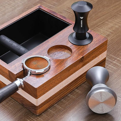 Espresso Tamper 53.3mm, YMWVH Premium Barista Espresso Coffee Tamper Silver with Dual Spring Loaded 100% Stainless Steel Ripple Base, Constant 30lb, Compatible with Breville 54mm Portafilter