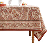 Load image into Gallery viewer, Designer French Red Tablecloth Rectangular,Fall Linen Table Cloth with Cashew Pattern,Stain Proof Decor Tablecloths for Dining Thanksgiving Kitchen Christmas,55"*79"-Chauffrey D