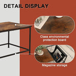 Load image into Gallery viewer, SENIG Brown Rectangle Wood and Metal Coffee Table with Storage Shelf for Small Living Rooms with Pocket