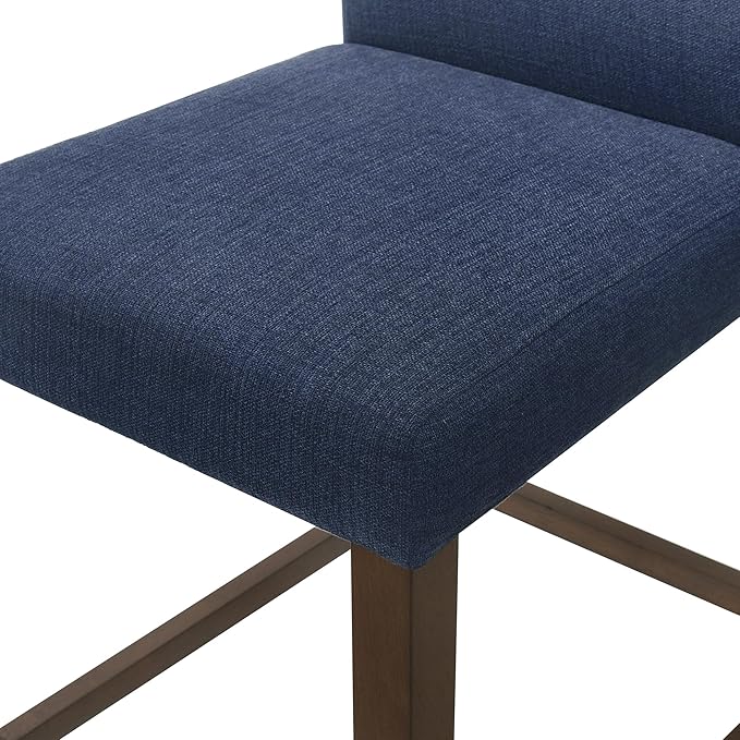CHITA Counter Height Bar Stools Set of 2, 27" H Seat Height Upholstered Barstools, Fabric in Midnight Blue