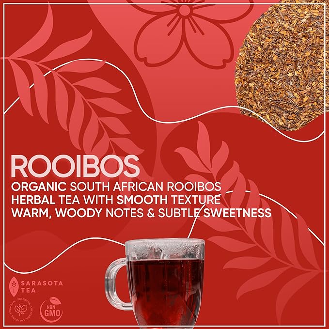 Organic Rooibos Loose Leaf Tea | 100% Pure South African Red Tea | Naturally Caffeine-Free | USDA Organic | 1lb Bulk Bag | Smooth & Earthy Flavor | Herbal Wellness | Non-GMO