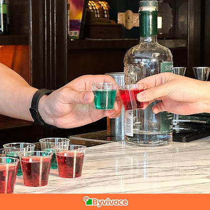 1000Count 1OZ Clear Hard Plastic Shot Cups - Mini Shot Glasses for Tequila, Whiskey, Vodka & Liquor, 1Oz Small Cup for Sauces & Dips, Perfect for Parties