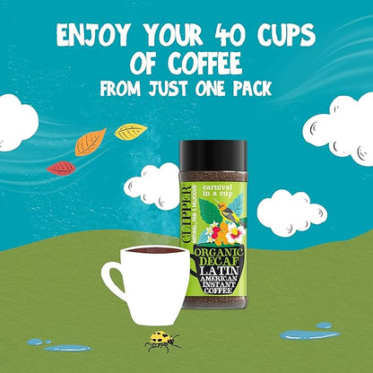 Clipper Coffee: Latin American Decaf Instant Coffee – Medium Roast Coffee, Freeze Dried & Ethically Sourced – 100g (3.53oz) (Pack of 2)