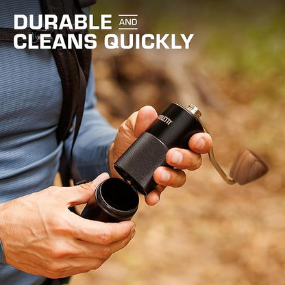 COLETTI Crag Manual Coffee Grinder — Hand Coffee Grinder — CNC Burr Precision Hand Grind, Heavy Duty for Travel, Camping, Hiking & Adventure – Includes Brush [Black Coat]