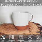 Load image into Gallery viewer, Mora Ceramic Large Latte Mug Set of 4, 16oz - Microwavable, Porcelain Coffee Cups With Big Handle - Modern, Boho, Unique Style For Any Kitchen. Microwave Safe Stoneware - Vanilla White