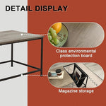 Load image into Gallery viewer, SENIG Grey Oak Rectangle Wood and Metal Coffee Table with Storage Shelf for Small Living Rooms with Pocket
