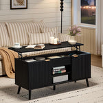 Load image into Gallery viewer, LEYAOYAO 48" Fluted Lift Top Coffee Table with Hidden Storage &amp; Adjustable Shelves, Lifting Tabletop Large Rectangular Coffee Tables, Mid Century Modern Wood Center Table for Living Room,Black