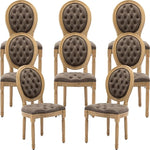 Load image into Gallery viewer, French Country Dining Chairs Set of 8, Brown Upholstered Dining Chairs, PU Leather Tufted Back, Solid Wood Legs, Farmhouse Kitchen &amp; Dining Room Chairs, Sillas De Comedor (Brown, 8Pcs)