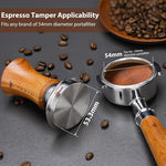 Load image into Gallery viewer, V5 Espresso Tamper, 53.3MM 2 Spring-Loaded Calibrated Tamper with Stainless Steel Ripple Base, Walnut Wooden-Handle Tamper Compatible with Breville 54mm Portafilter