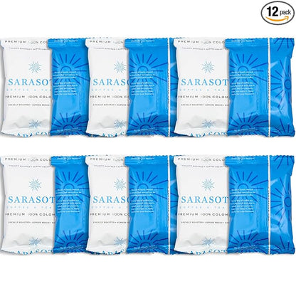 Coffee Packets – 100% Colombian Medium Roast Ground Coffee, Low Acid Mold Free 2 oz Packs for 12 Cup Brewers, Pre-Measured Fractional Packs, 12 Count Box – Sarasota