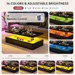 Load image into Gallery viewer, oneinmil Modern LED Coffee Table, 40" Living Room Tables with 16 Colors LED Lights, Double-Layer Design, Stylish Coffee Tables for Living Room, Black