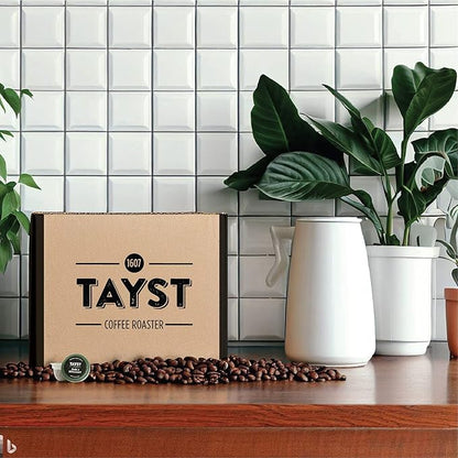 Tayst Coffee Pods, Bold & Brilliant Dark Roast, K Cups Compatible with Keurig Coffee Maker, Sustainable Single Serve, Pack of 100