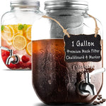 Load image into Gallery viewer, 1 Gallon Cold Brew Coffee Maker - 3rd Generation Fine Mesh Filter - Stainless Steel Spigot - Extra Thick Large Glass Mason Jar Drink Dispenser Carafe, Iced Coffee Maker &amp; Sun Tea Pitcher with Infuser.
