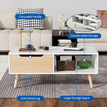 Load image into Gallery viewer, Cozy Castle Modern Coffee Table, Wooden Cocktail Table with Storage, Minimalist Hallway Table, Mid Century Modern Coffee Table for Living Room Apartment Reception, White