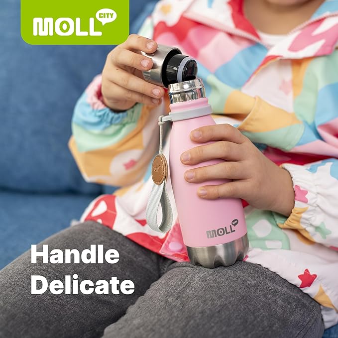 12 oz Water Bottle Stainless Steel Double Wall Vacuum Insulated Sports Water Bottle for Kids, Small Mini Cola Shape Water Bottle Leak Proof (Purple-Royal Blue)