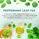 Load image into Gallery viewer, LeafLea 40 Peppermint Tea Bags, Natural Peppermint Leaf Herbal Tea with Cool Taste, Te De Menta for Gentle Digestive Support, Te De Hierba Buena, Caffeine-Free, Sugar-Free, Vegan, Individually Wrapped