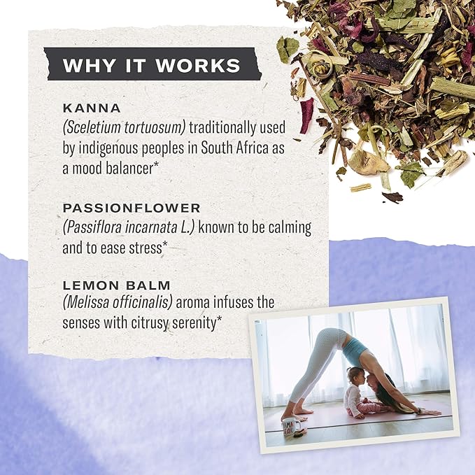 Numi Organic De-Stress Tea, 16 Tea Bags (Pack of 3), Passionflower, Lemon Balm, and Kanna, Caffeine Free