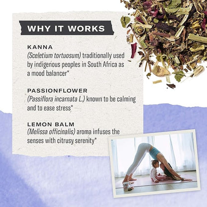 Numi Organic De-Stress Tea, 16 Tea Bags (Pack of 3), Passionflower, Lemon Balm, and Kanna, Caffeine Free