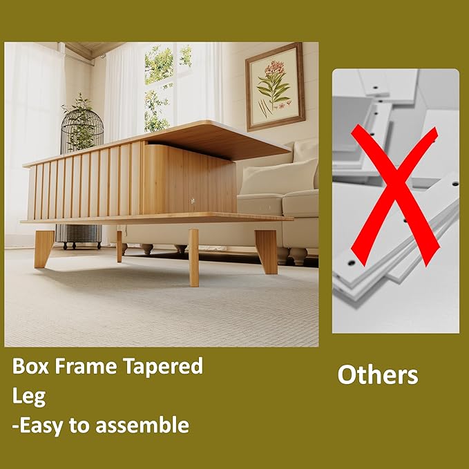 Extendable Coffee Table with Storage, Wood Coffee Table with Hidden Compartment, Expandable Coffee Tables with Side Table for Living Home(Natural)