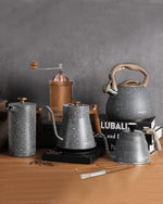 Load image into Gallery viewer, POLIVIAR Tea Kettle, 2.7 Quart Natural Stone Finish with Wood Pattern Handle Loud Whistle Food Grade Stainless Steel Teapot, Anti-Hot Handle and Anti-Rust, Suitable for All Heat Sources (JX2018-GR20)