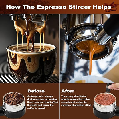 WDT Tools Espresso Puck Screen, 53mm Espresso Accessories Kit - 150μm Puck Screen Set, 0.25mm 316 Stainless Steel 8 Needles Coffee Distribution Stirrer, Portafilter Dosing Ring for Barista Black