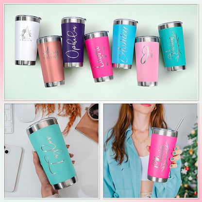 Be Burgundy Personalized Tumbler with Engraved Name - 12 Designs, 20 Oz Coffee Tumbler with Slider Lid, Purple, Double Wall Insulated - Gift for Mom, Women, Personalized Birthday Gift for Her