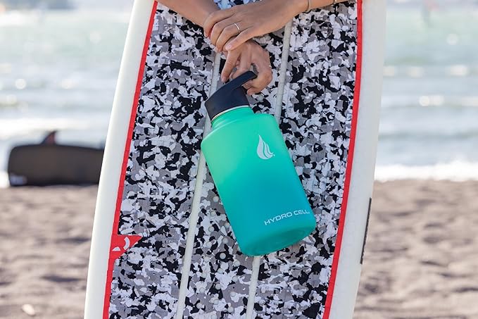 HYDRO CELL Stainless Steel Insulated Water Bottle with Straw - For Cold & Hot Drinks - Metal Vacuum Flask with Screw Cap and Modern Leakproof Sport Thermos for Adults (Mint/Green 64oz)