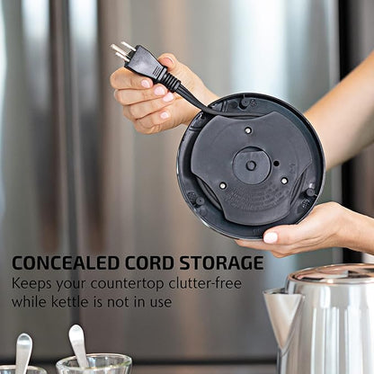 OVENTE Electric Kettle, 1.7L Stainless Steel Fast Boiling Water Heater with 1750W Power, BPA Free & Cordless Body, Auto Shut-Off, Boil-Dry Protection, Indicator Light & Removable Filter, Silver KS711S