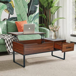 Load image into Gallery viewer, CLATINA Lift Top Coffee Table with Drawer and Hidden Compartment, Pop Up Coffee Table for Living Room, 41.7in Mid Century Modern Wood Coffee Table, Rustic Brown