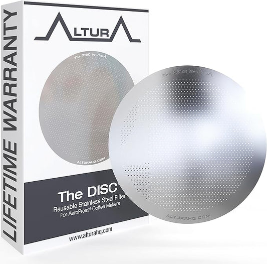 ALTURA The DISC Stainless Steel Filter for AeroPress Coffee Makers – Reusable Metal Filter Replacement for Rich Flavor, Travel, and Eco-Friendly Brewing