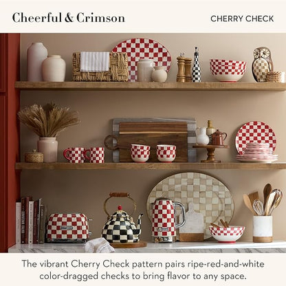 MACKENZIE-CHILDS 2-Slice Toaster, Decorative Toaster for Kitchen, Red-and-White Cherry Check