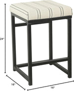 Load image into Gallery viewer, HomePop Home Decor | Modern 24-Inch Counter Stool | Backless Metal Frame Bar Stools Counter Height | Decorative Home Furniture, Black and White Stripe