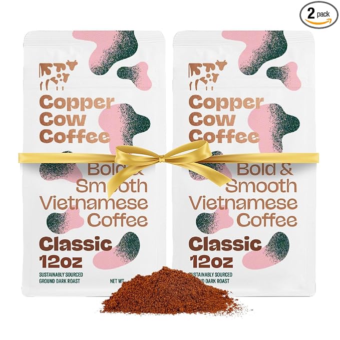 Copper Cow Premium Vietnamese Ground Coffee, 24 OZ | Classic Black Coffee | Dark Roast | Vietnamese Coffee