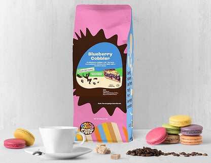 Crazy Cups Flavored Ground Decaf Blueberry Coffee, Decaffeinated Blueberry Cobbler, For Brewing Flavored Hot or Iced Coffee, 10 oz Bag