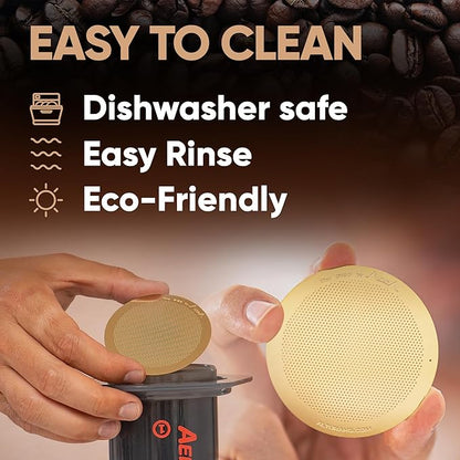 ALTURA The DISC Stainless Steel Filter for AeroPress Coffee Makers – Reusable Metal Filter Replacement for Rich Flavor, Travel, and Eco-Friendly Brewing (Limited Edition GOLD)