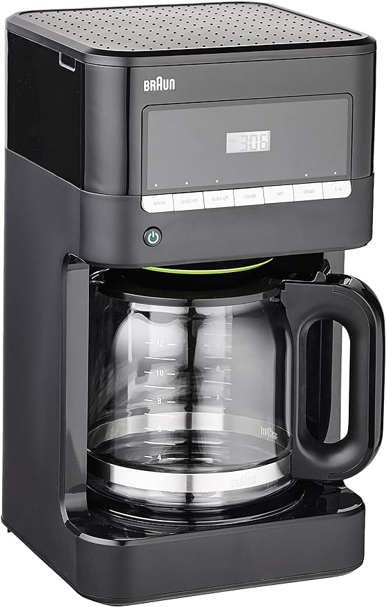 Braun Brew Sense 12 Cup Drip Coffee Maker - Pause & Pour Mid Brew, Programmable Coffee Machine with 24-Hour Timer & Clock, 1-4 Cup Functions, Self Clean, Auto Shutoff, Removable Filter Basket, Black