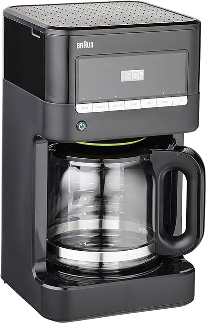 Braun Brew Sense 12 Cup Drip Coffee Maker - Pause & Pour Mid Brew, Programmable Coffee Machine with 24-Hour Timer & Clock, 1-4 Cup Functions, Self Clean, Auto Shutoff, Removable Filter Basket, Black