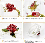 Load image into Gallery viewer, 46oz/1300ml Large Enamel Teapot With Infuser,Floral Glass Teapot With Red Rose Flower Butterfly,Removable Infuser For Blooming Tea,Loose Leaf Tea,Fruit Tea,Tea Bag