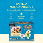Load image into Gallery viewer, Kauai Coffee K-Cup Pods for Keurig Brewers – Arabica Coffee, 10% Hawaiian – Medium Roast, Vanilla Beans with Toasted Macabamia Nuts – Vanilla Macadamia Nut, 1 Pack of 10 Single Serve K-Cups