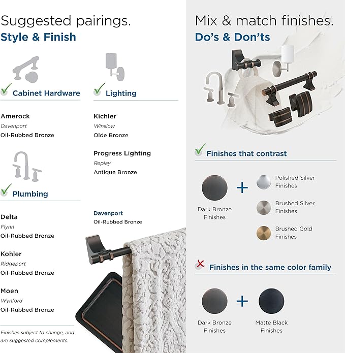 Amerock | Oil Rubbed Bronze | Davenport |Towel Bar | 18 inch (457 mm) | 3 Piece | Bathroom Accessories Set