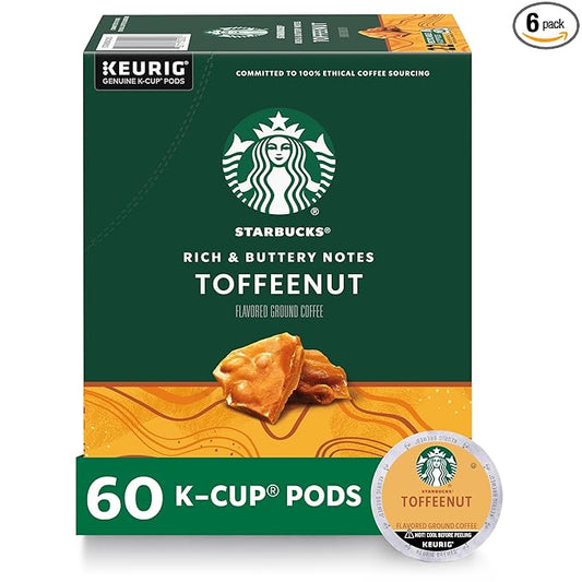 Starbucks Medium Roast K-Cup Coffee Pods — Toffeenut for Keurig Brewers — 10 Count (Pack of 6)