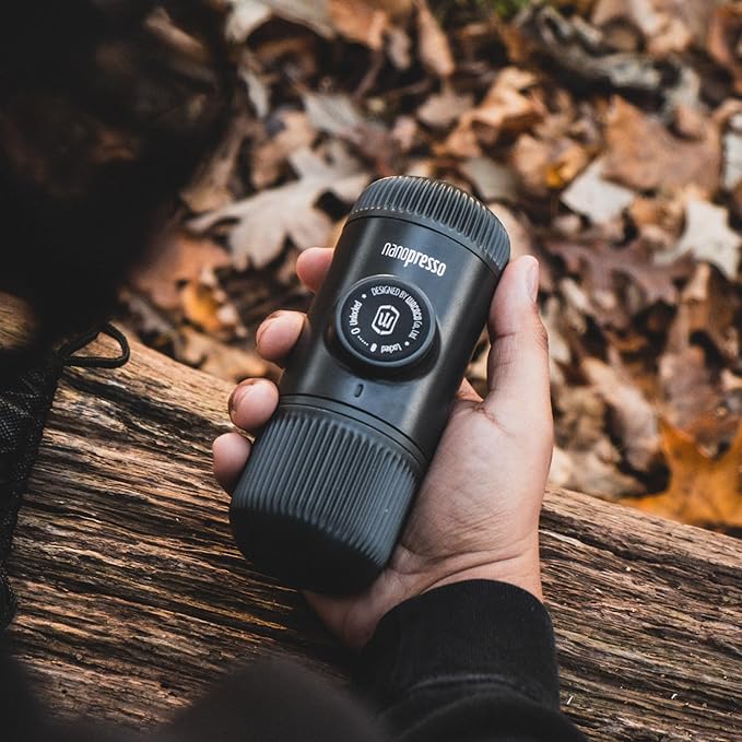 WACACO Nanopresso Portable Espresso Maker,Upgraded Version of Minipresso, 18 Bar Pressure Ground Coffee, Small Travel Coffee Maker, Manually Operated, Perfect for Trips and Camping Outdoor