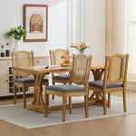 Load image into Gallery viewer, Vintage French Country Dining Room Chairs Set of 8, Rattan Dining Chairs with a Designer Backrest, Upholstered Dining Chair, Sillas para Comedor, Kitchen &amp; Dining Room Chair (Gray, Rattan, 8Pcs)