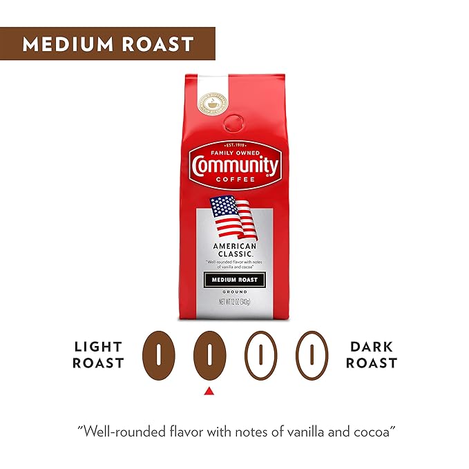 Community Coffee American Classic Ground Coffee, Medium Roast, 12 Ounce Bag (Pack of 3)