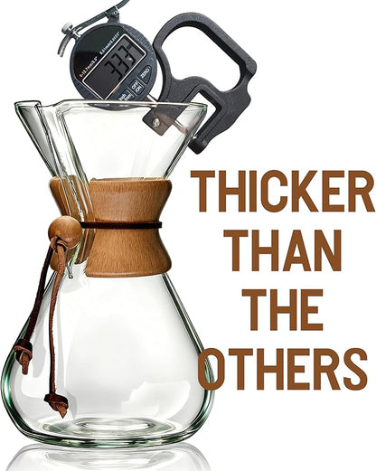 AGOGO Pour Over Coffee Maker Glass - 6/8/10 Cup Barista Kit with 304 Stainless Filter for Home, Office, Camping, Cafes - Easy Clean Coffee Dripper Set (Rag&Brush Included) (10 Cup/34oz)